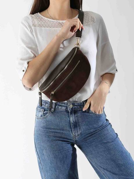 Sac Banane Milano Marron velvet caviar VC24111 vue secondaire 1