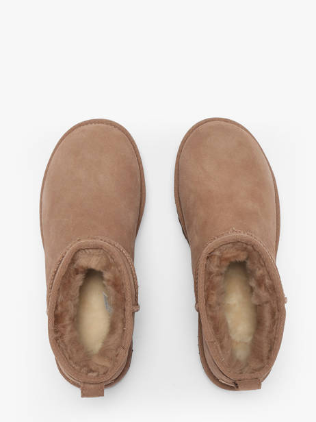 Boots Classic Ultra Mini En Cuir Ugg Marron women 1116109 vue secondaire 4