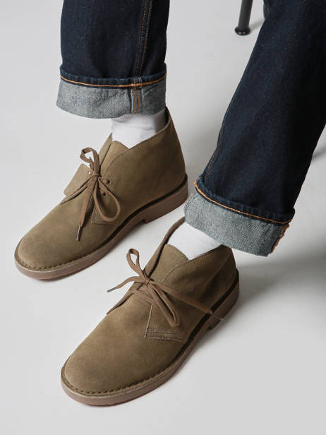 Bottines Desert En Cuir Clarks Vert men 26183838 vue secondaire 1