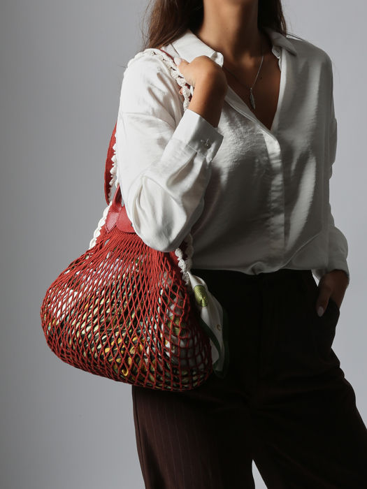 Longchamp Le pliage filet crochet Besaces Rouge