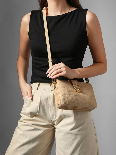 Sac Bandoulière Equestre Croco Cuir Etrier Beige equestre croco EECQ0143 vue secondaire 1