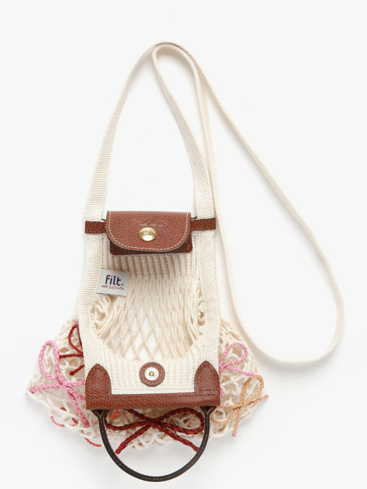 Longchamp Le pliage filet raphia Pochettes Beige