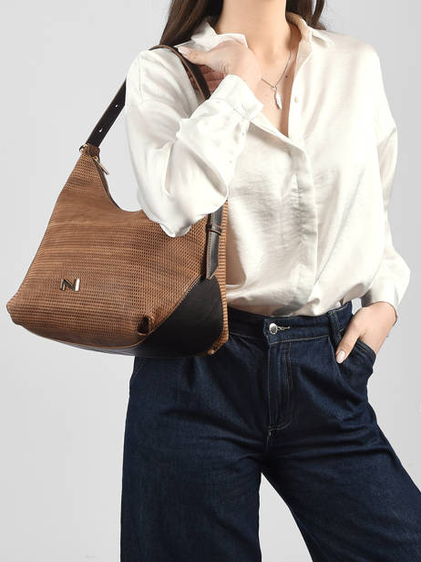 Sac Porté épaule Carrie Texture Cuir Nathan baume Marron vogue 1TX vue secondaire 1